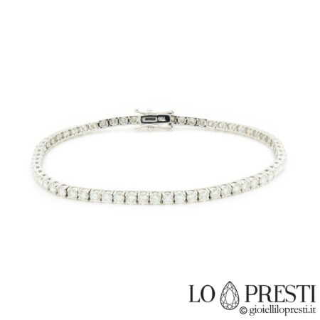 tennis bracelet with natural brilliant diamonds certified in 18kt white gold