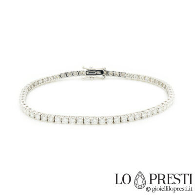 tennis bracelet with natural brilliant diamonds ct.1.60 certified 18kt white gold