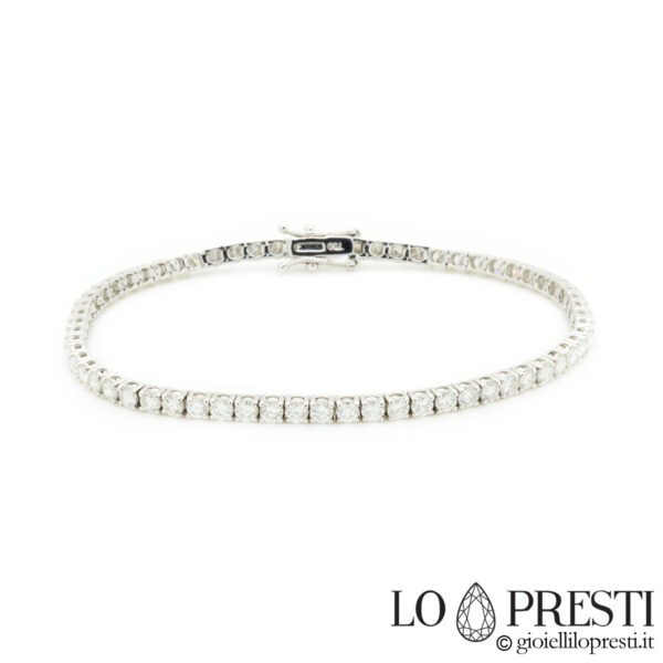 tennis bracelet with 4.35 ct natural diamonds certified in 18kt white gold