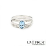 18Kt white gold ring with aquamarine and diamonds