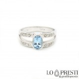 18K white gold ring with aquamarine and diamonds