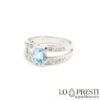 18Kt white gold ring with aquamarine and diamond