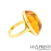 кольцо-янтарь-золото 18-каратное кольцо-овальное-натуральное-янтарно-медового цвета