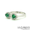 white gold heart rings with emerald emeralds and brilliant diamonds