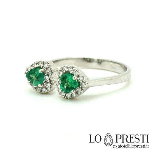 anelli cuore oro bianco con smeraldo smeraldi e diamanti brillanti
