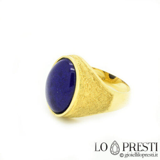 anello anelli uomo donna fascia chevalier scudo mignolo con pietra lapis oro giallo 18kt