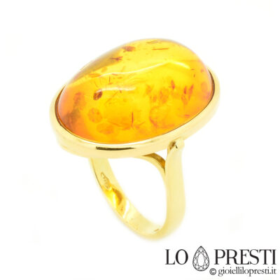 ring oval natural amber honey color