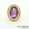 ring with amethyst and diamonds 18kt yellow gold ring with amethyst and diamonds