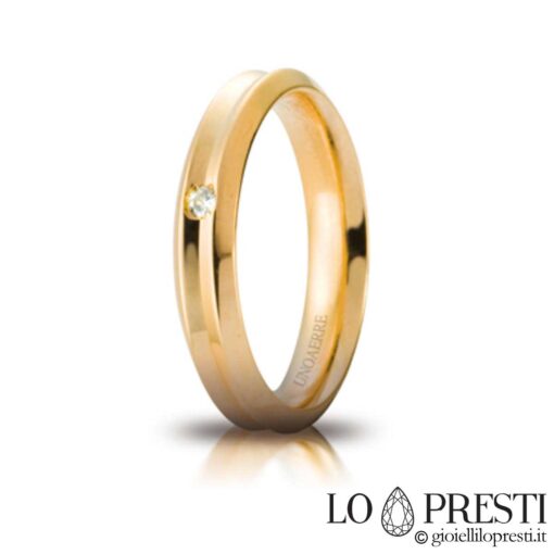anello fede unoaerre oro giallo 18kt con diamante corona-brillanti promesse