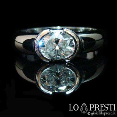 anillo solitario de oro con diamante brillante ovalado certificado por igi hrd