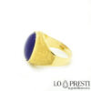 men's and women's chevalier pinky band ring personalized with shiny satin yellow gold lapis