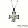 cross necklace pendant puting gintong diamante sapphires cross pendant ng babae na may sapphires diamante