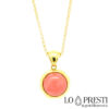 pendant pendant with pink coral in 18kt gold-handcrafted coral pendant.Italian natural pink coral pendant in 18kt gold.handcrafted pendant