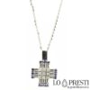 18kt white gold cross pendant necklace na may diamante, sapphires, cross pendant na may gintong diamante
