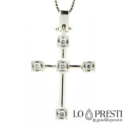 colar de cruz com diamantes brilhantes ouro branco pingente de cruz pingente comunhão de batismo