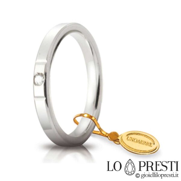 結婚指輪-ウノアエレ-ホワイト-ゴールド-ダイヤモンド ct.0.03 gr.5 mm.2.50-光の輪のライン
