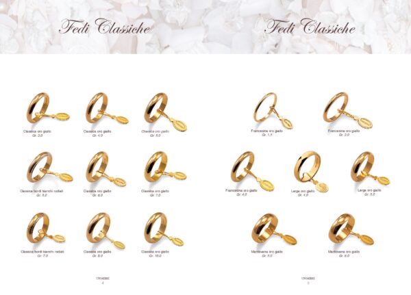 Классические обручальные кольца из желтого золота — каталог unoaerre