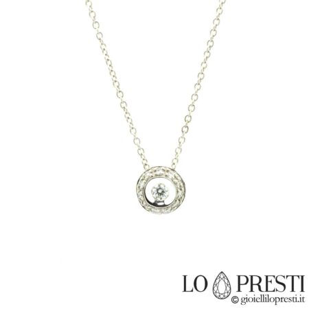 collier pendentif point lumineux avec diamant brillant diamants contour point lumineux certifié pendentif fabriqué à la main en or blanc 18 carats