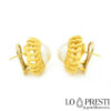 boucles d'oreilles avec perles mabe en or jaune 18 carats filigrane boucles d'oreilles artisanales