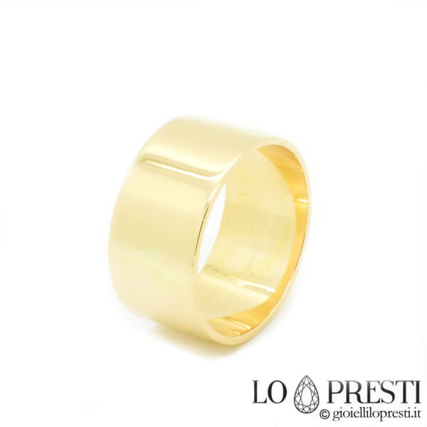 anel masculino e feminino com faixa plana, faixa russa, ouro amarelo 18kt