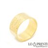 Engraved wide flat gold band ring for men