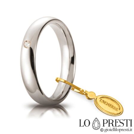 Unoaerre wedding ring na may brilyante ct.0.03 puting gintong kumportableng line-gr.6 mm.4