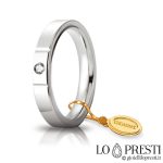 обручальное кольцо-unoaerre-белое-золото-с бриллиантом карат0.05 гр.7 мм.3.50