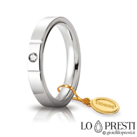 結婚指輪-ウノアエレ-ホワイトゴールド-ダイヤモンド付き ct.0.05 gr.7 mm.3.50