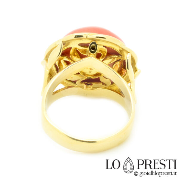 anillo-salaone-coral-rosa-hecho a mano-oro-amarillo-18kt