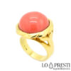 кольцо-коралл-розовый-лососевый-желтое-золото-18 карат