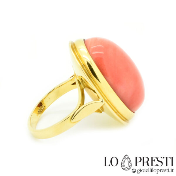 купол-кольцо-18 карат-желтое-золото-коралл-розовый-лососевый-натуральный