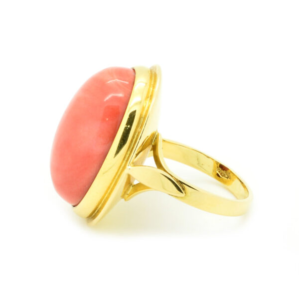 Ring-poliertes-Gelbgold-18kt-Koralle-Rosa-Lachs