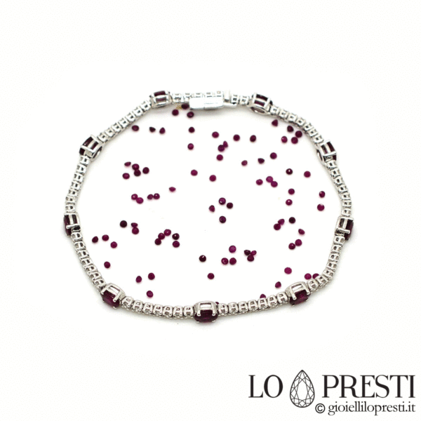 tennis bracelet with certified rubies and diamonds