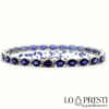 gold tennis bracelet diamonds blue sapphires
