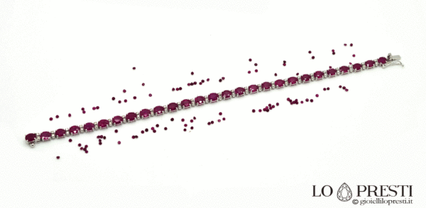 tennis bracelet rubies diamante 18kt puting ginto