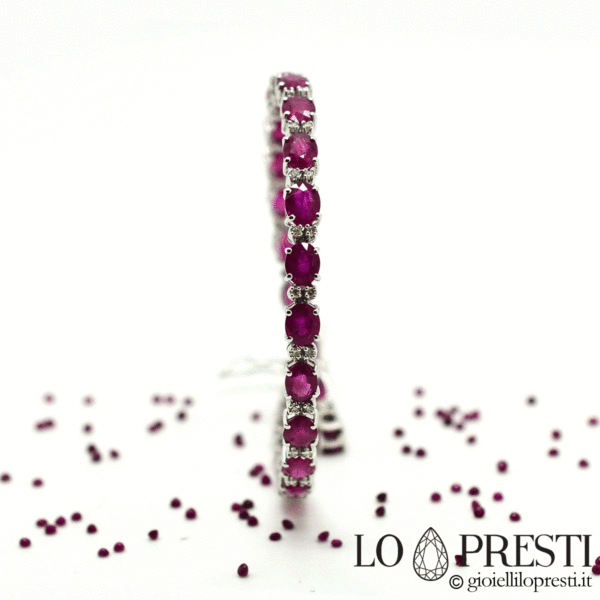 tennis bracelet with rubies and diamonds in 18kt white gold