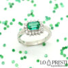 anello con smeraldo e diamanti brillanti anello con smeraldo naturale vero anello con smeraldi brillanti