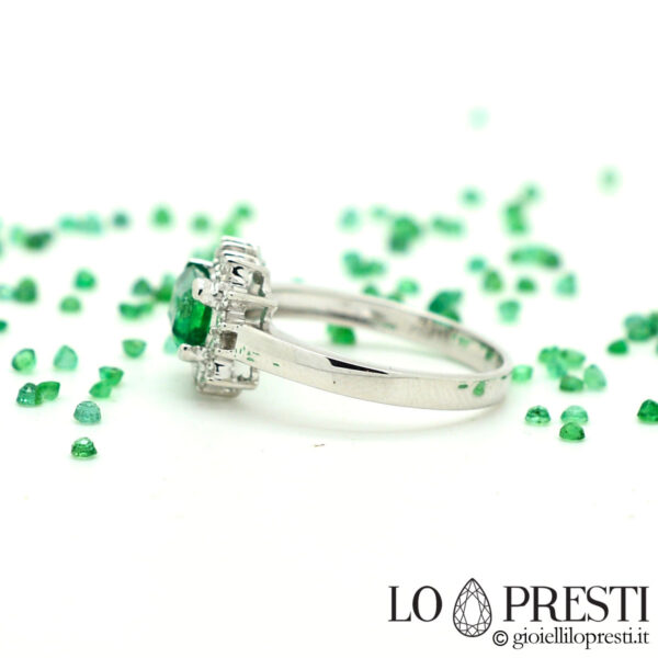 18kt white gold ring with natural emerald and diamonds ring rings with zambia emerald and diamonds