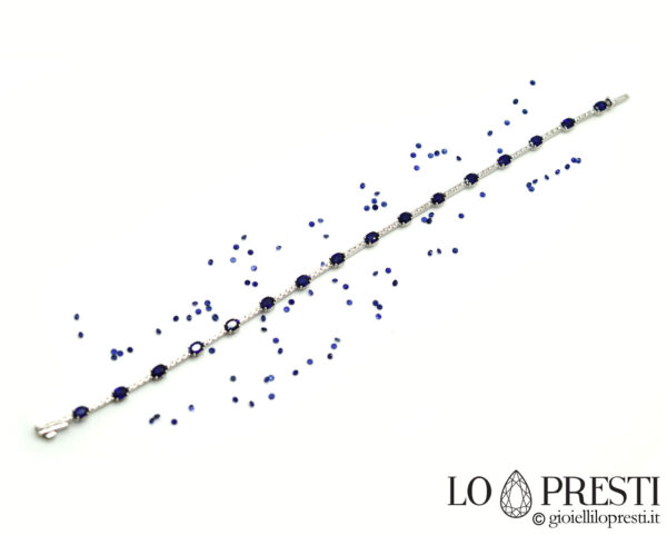 tennis bracelet with sapphires and brilliant diamonds in 18kt gold