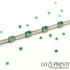 tennis bracelet with certified diamonds and natural emeralds