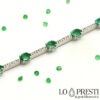 tennis bracelets with oval cut natural emerald and diamonds