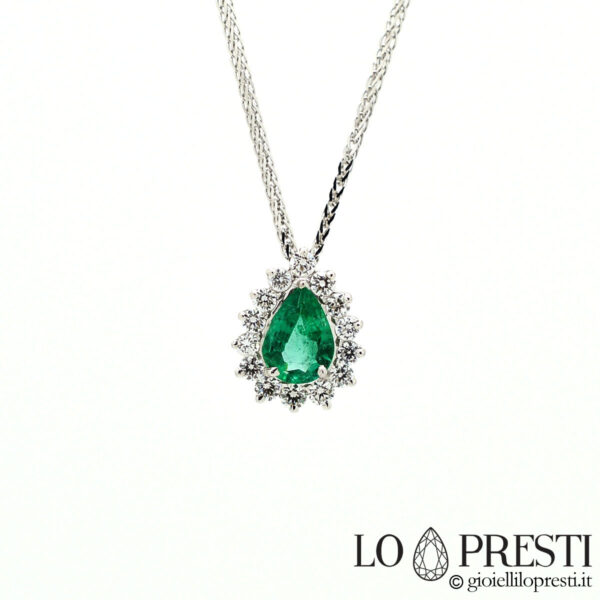 natural emerald pendant drop brilliant gold natural emerald pendant in 18kt white gold with diamonds