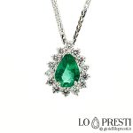 emerald pendant necklace drop diamonds 18kt white gold drop cut emerald pendant necklace with 18kt white gold diamonds