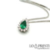 collane ciondoli smeraldo taglio goccia diamanti oro bianco 18kt necklaces pendants natural emerald drop cut diamonds 18kt white gold