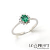 ring with emerald and diamonds ring with emeralds and diamonds in brilliant 18kt white gold