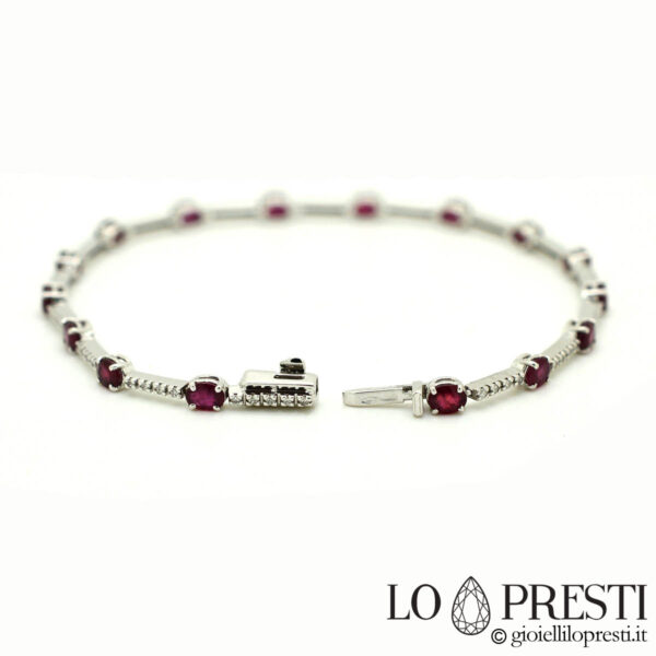 tennis bracelet with natural rubies and brilliant diamonds
