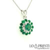 ciondolo pendente con smeraldo smeraldi naturale diamanti oro pendant with emerald natural emeralds 18kt gold diamonds