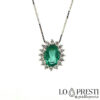 pendant necklace brilliant diamonds emeralds 18kt white gold 18kt white gold brilliant diamonds pendant necklace