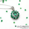 collana smeraldi ciondolo pendente smeraldo diamanti oro emerald necklace emerald pendant 18kt gold diamonds