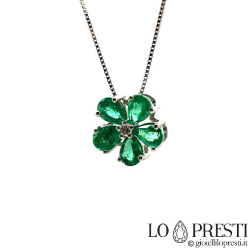 collane ciondoli fiore smeraldo taglio goccia diamanti oro necklaces pendants emerald flower drop cut gold diamonds
